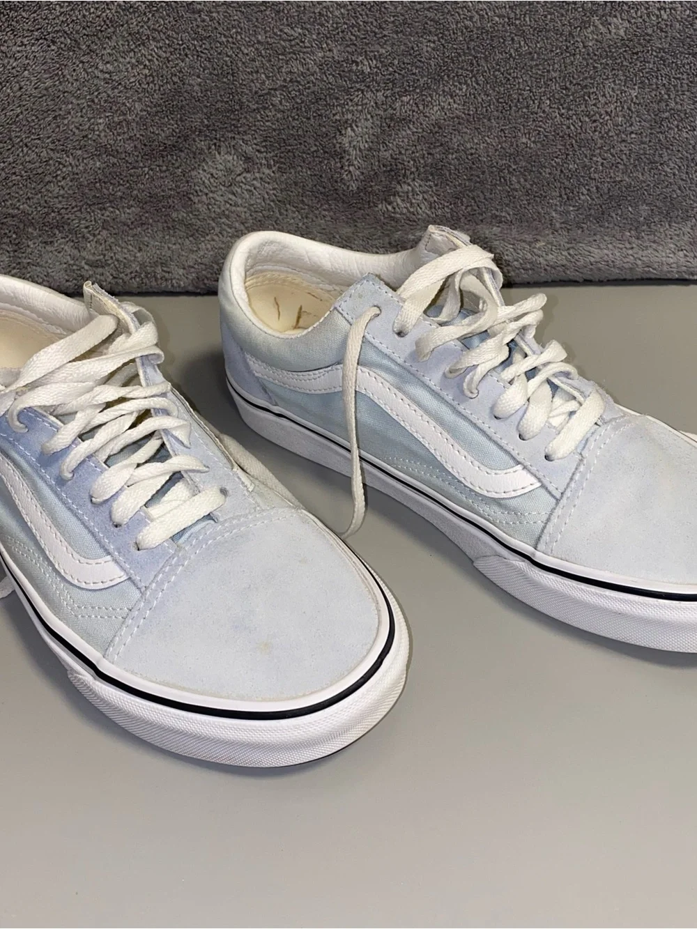 Vans Old Skool Light Blue Suede Canvas Sneakers Men 6.5 Women 8